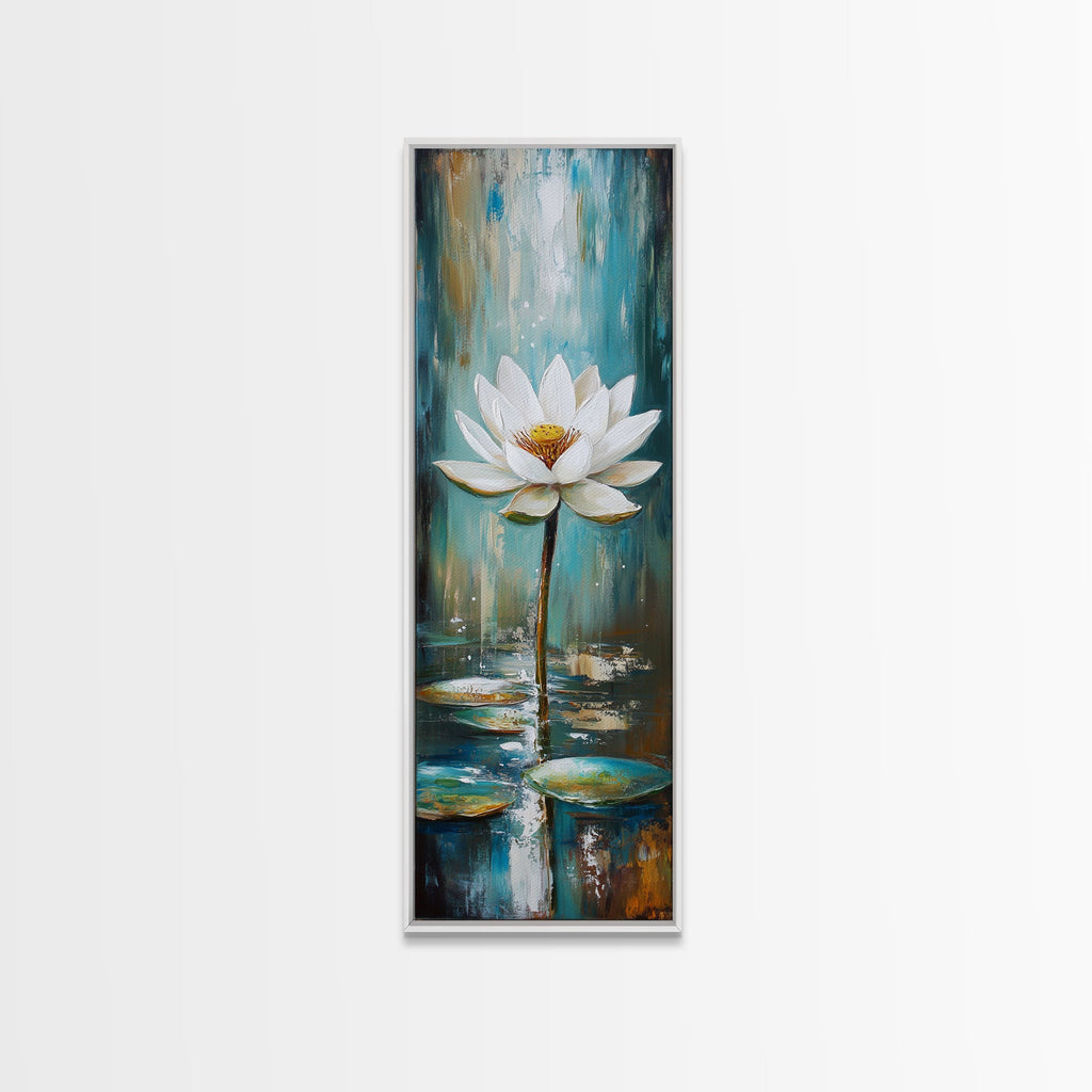 Sacred Geometry Framed Canvas White Lotus Wall Art - New Age Realms