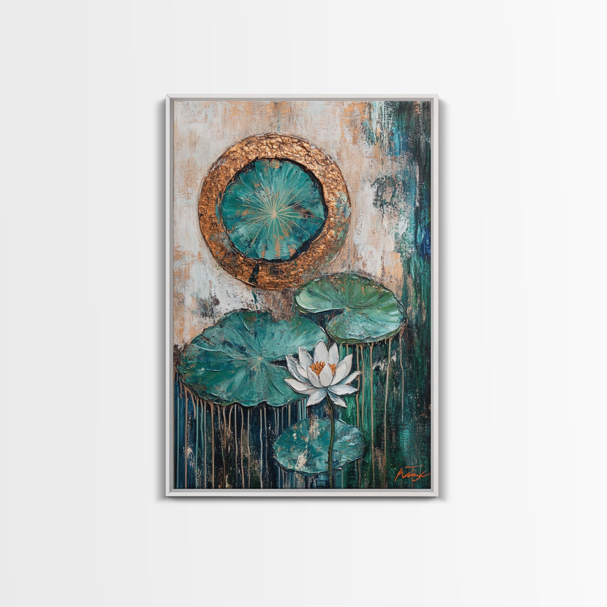 Sacred Geometry Gold Framed Abstract Lotus