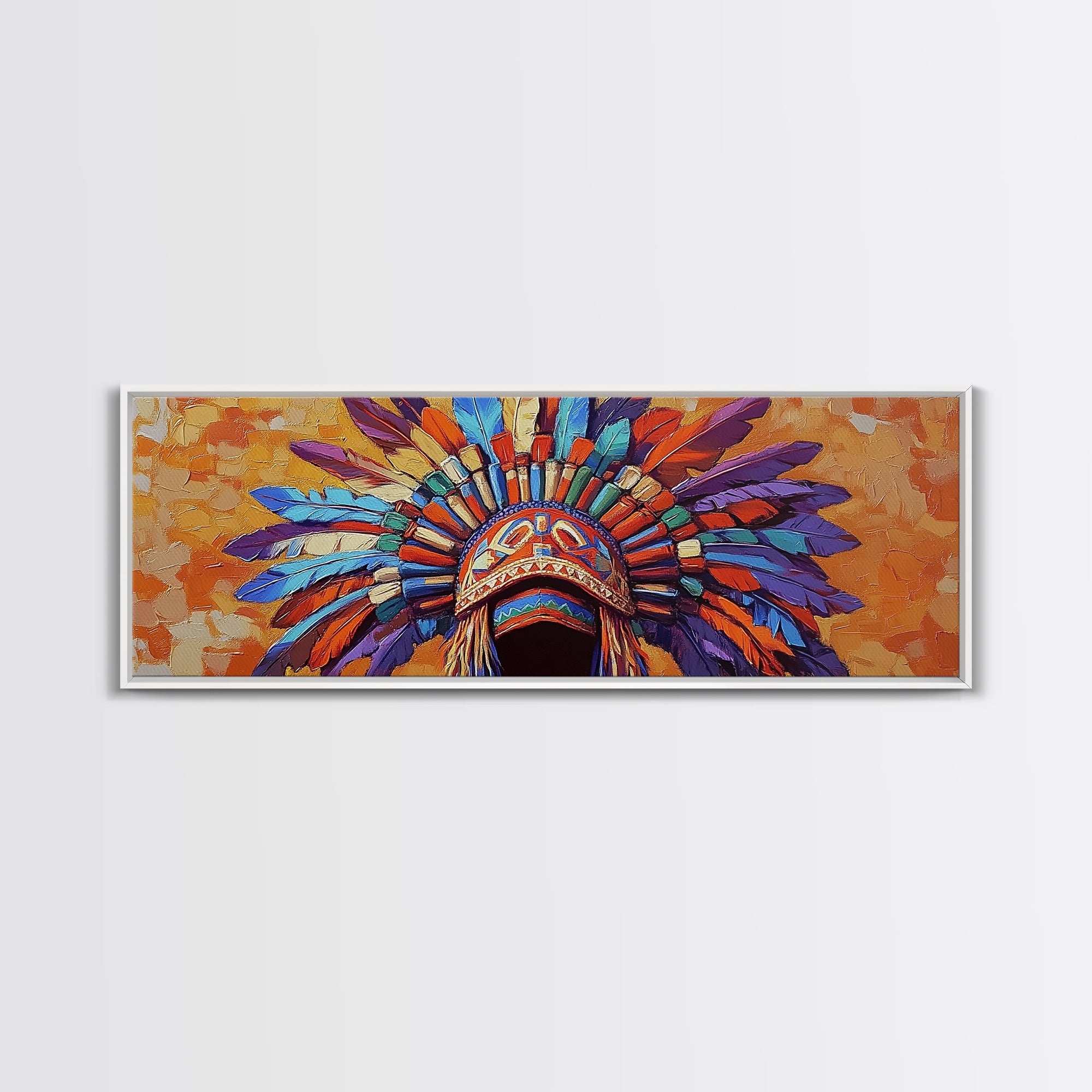 Sacred Geometry Native American Headdress Canvas Wall Art
