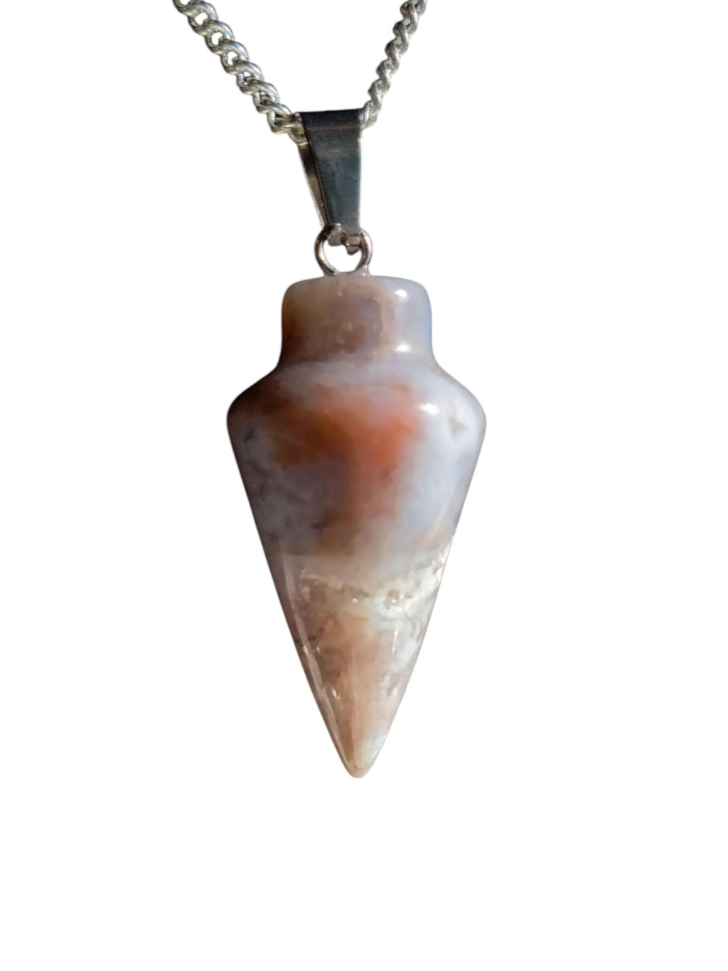 Natural Gemstone Pendulum, 925 Sterling Silver Necklace