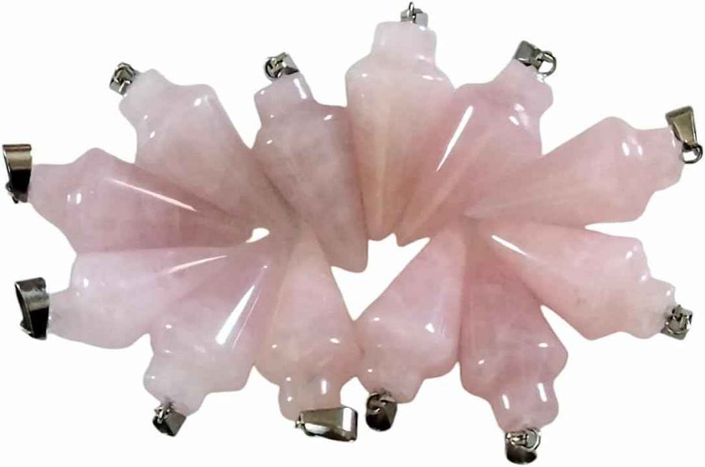 Natural Rose Quartz Pendulum with Mystery Charm | Bag Charm