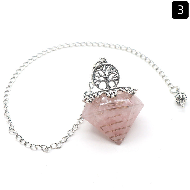 Natural Crystal Resin Crushed Stone Diamond Pendulum - New Age Realms