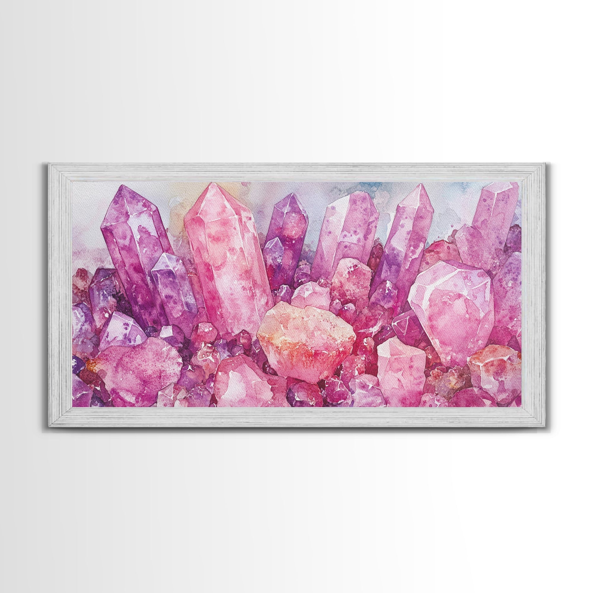 Sacred Geometry Pink Gemstone Framed Canvas Wall Art Print