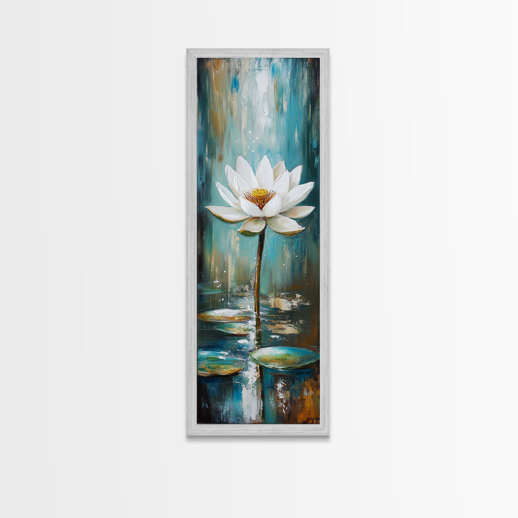 Sacred Geometry Framed Canvas White Lotus Wall Art - New Age Realms