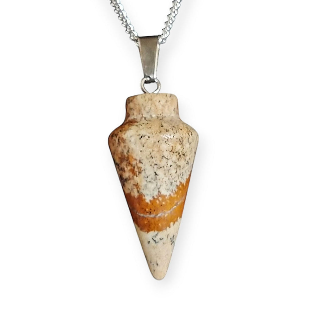 Natural Gemstone Pendulum, 925 Sterling Silver Necklace