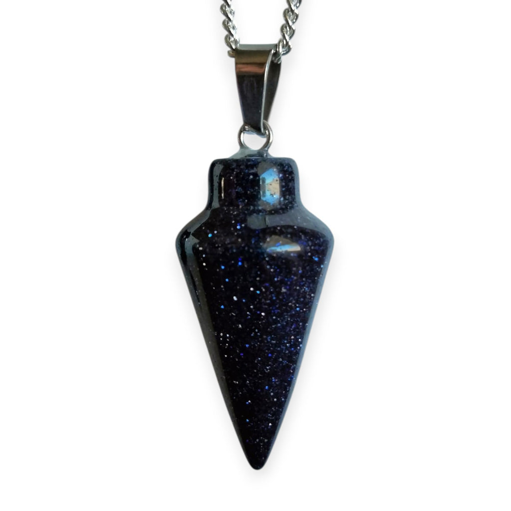 Natural Gemstone Pendulum, 925 Sterling Silver Necklace