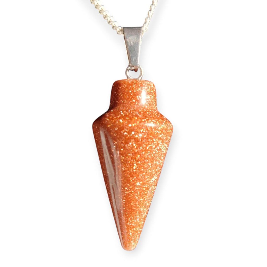 Natural Gemstone Pendulum, 925 Sterling Silver Necklace