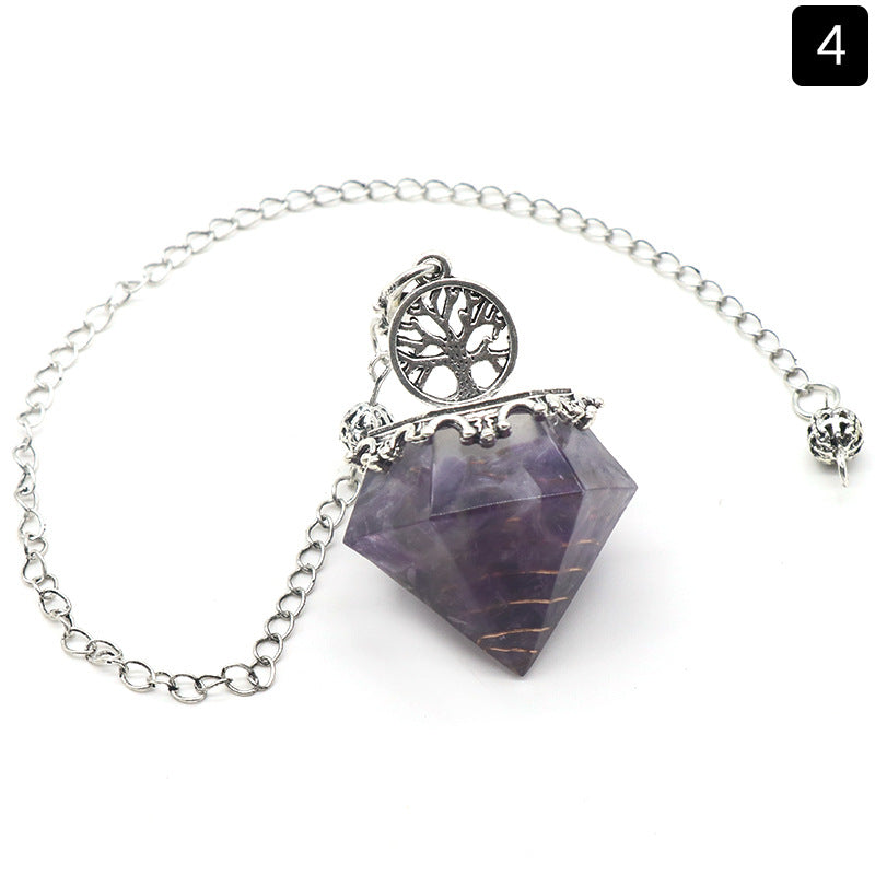 Natural Crystal Resin Crushed Stone Diamond Pendulum - New Age Realms