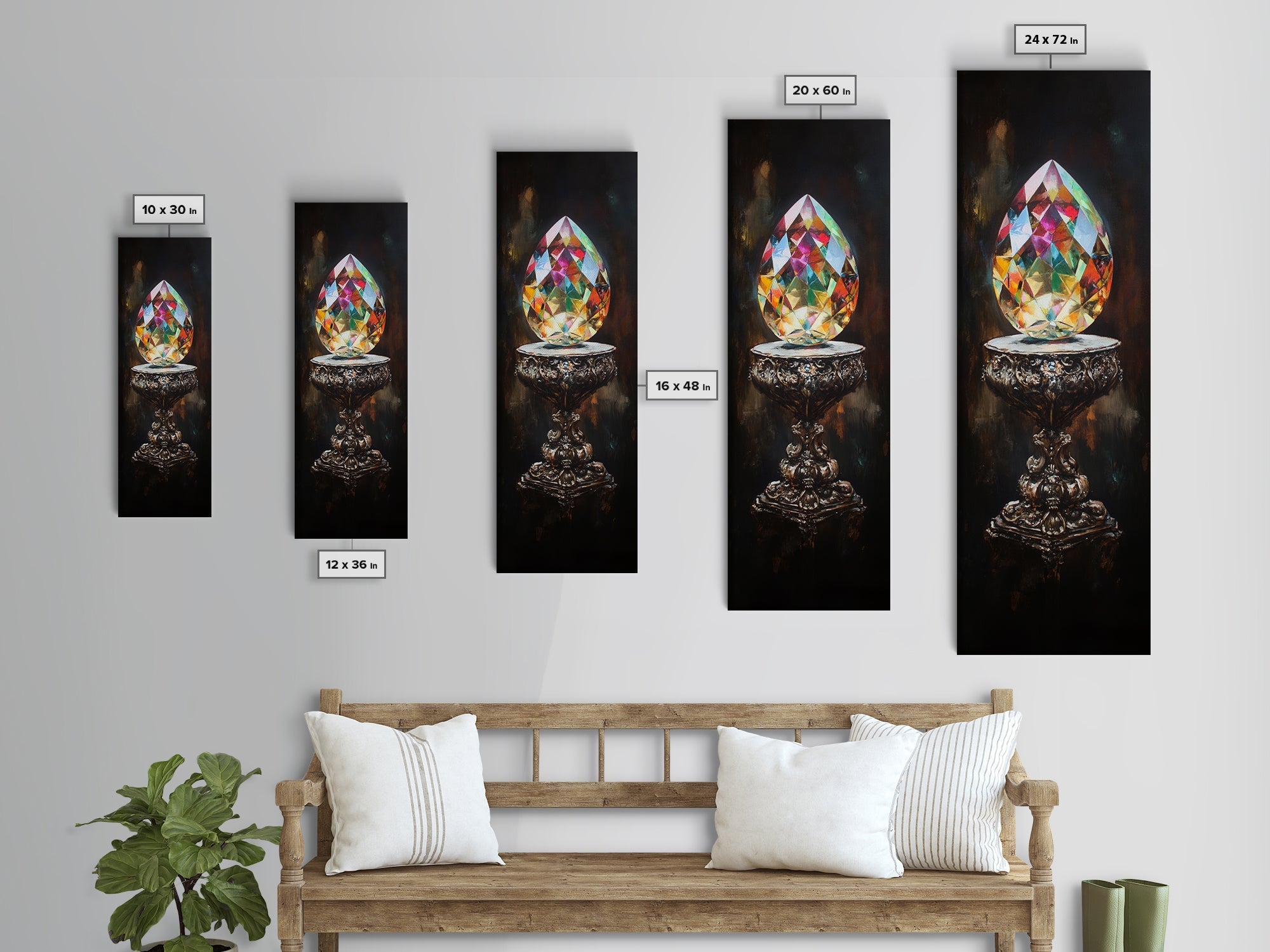 Sacred Geometry Faceted Crystal Gemstone Painting