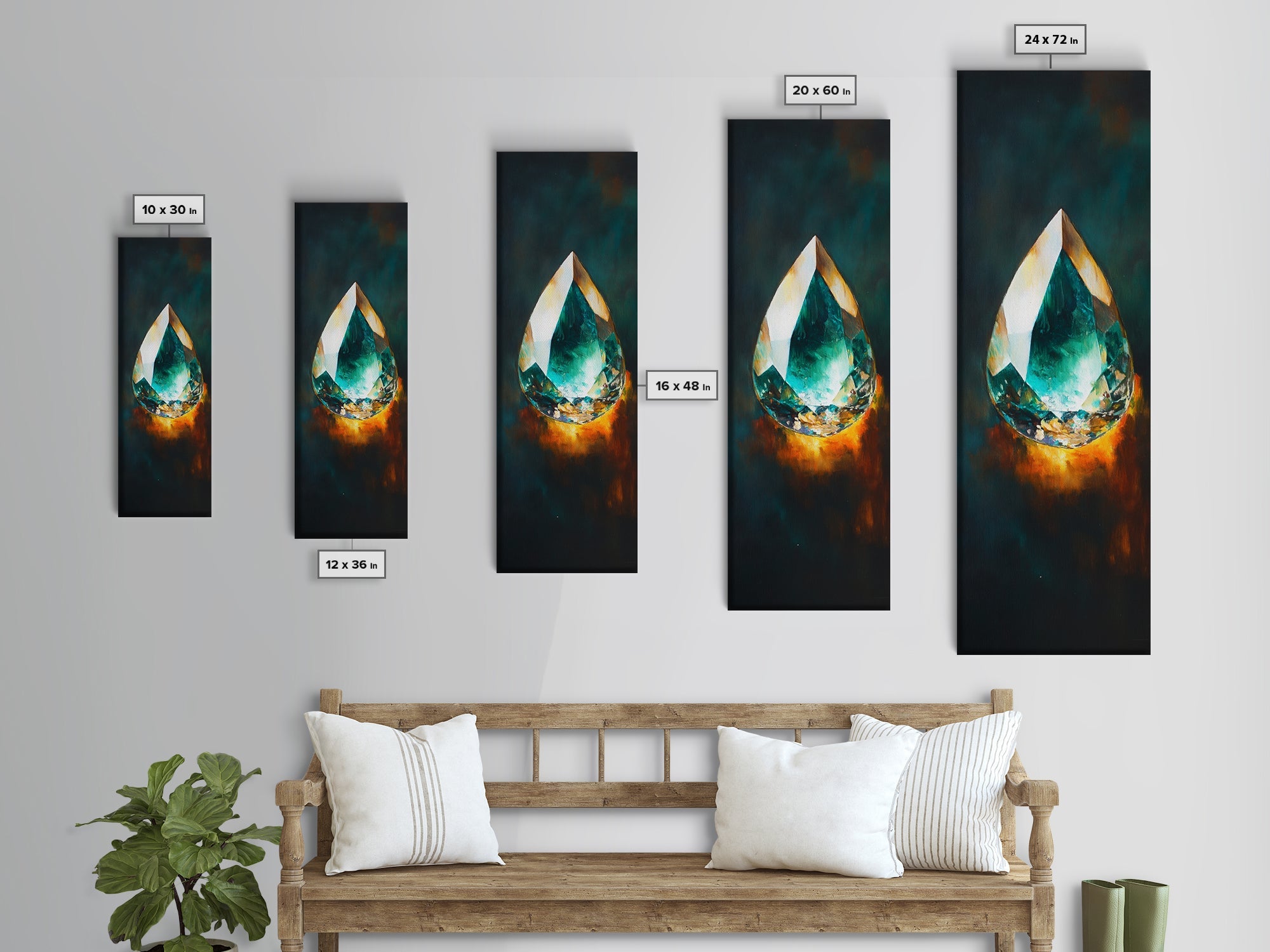 Sacred Geometry Gemstone Framed Canvas Wall Art