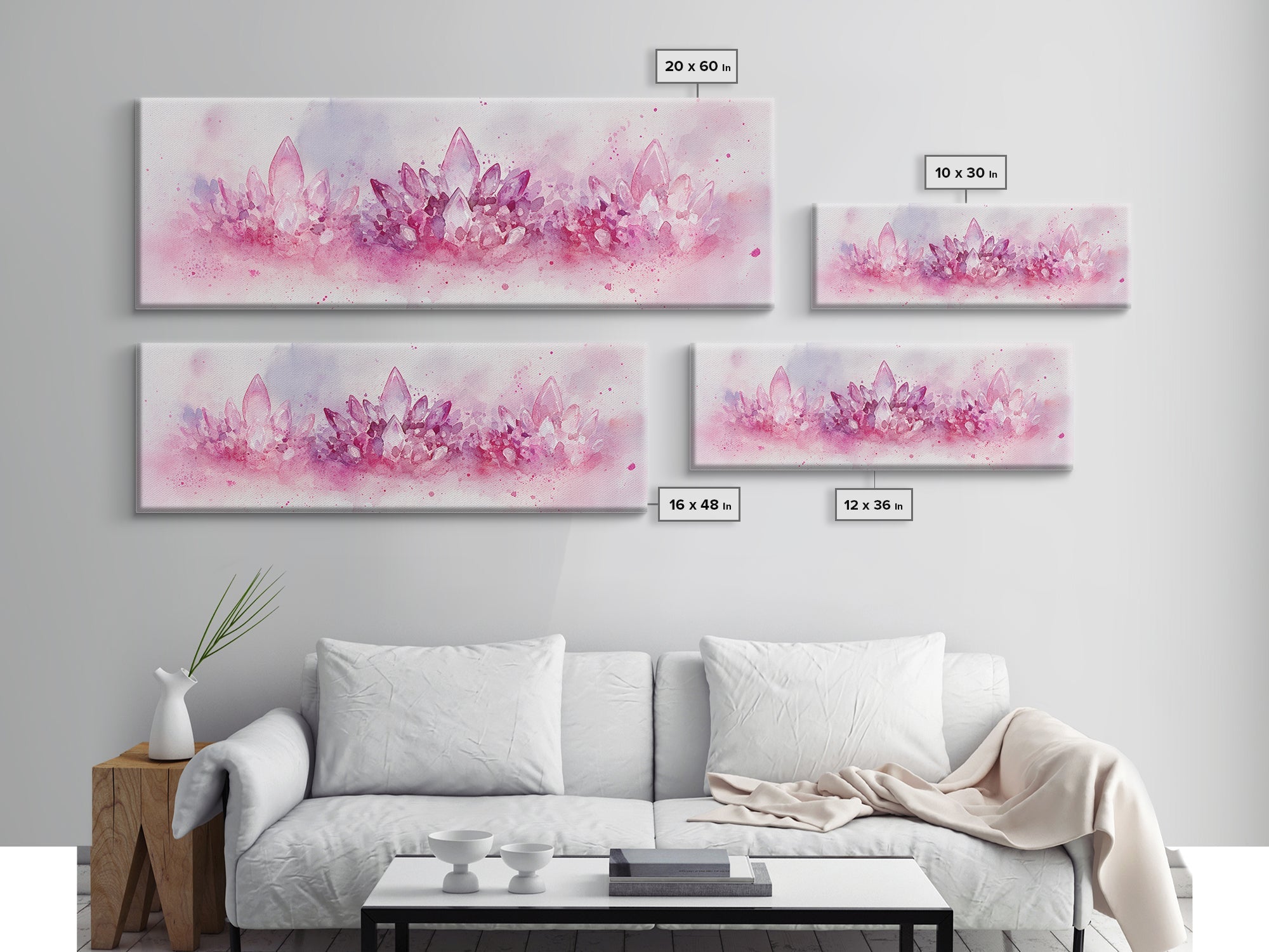 Sacred Geometry Watercolor Gemstone Canvas Wall Art - New Age Realms