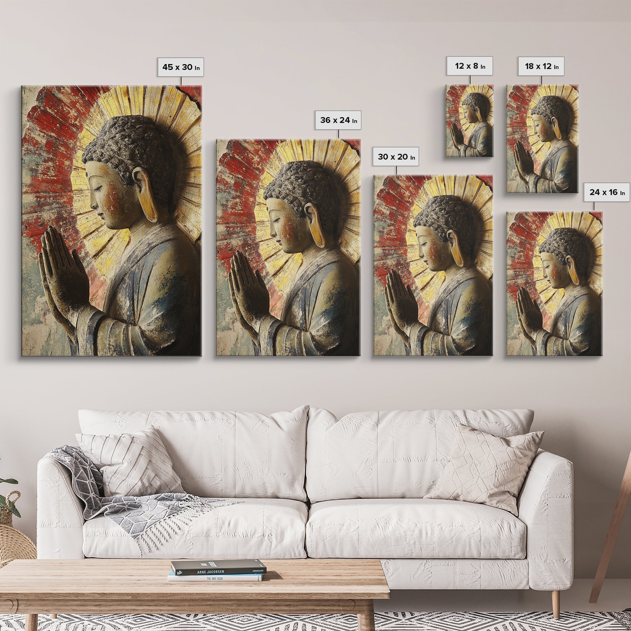 Sacred Geometry Buddha Framed Canvas Zen Wall Art