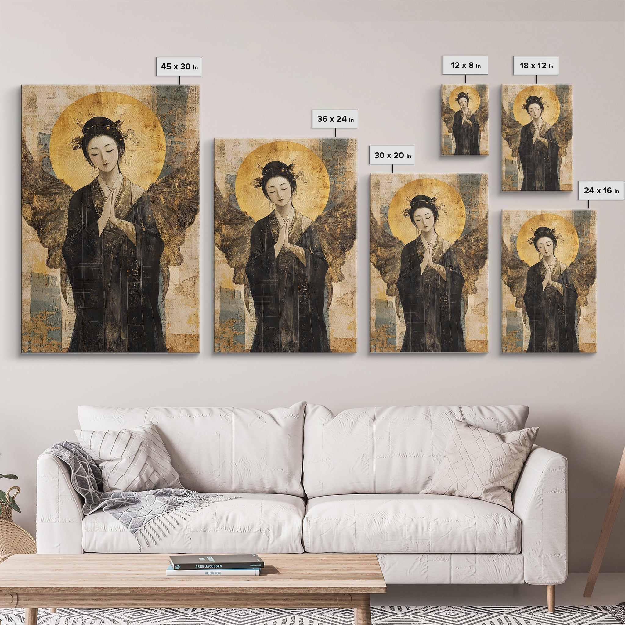 Sacred Geometry Ethereal Angel Framed Canvas Wall Art