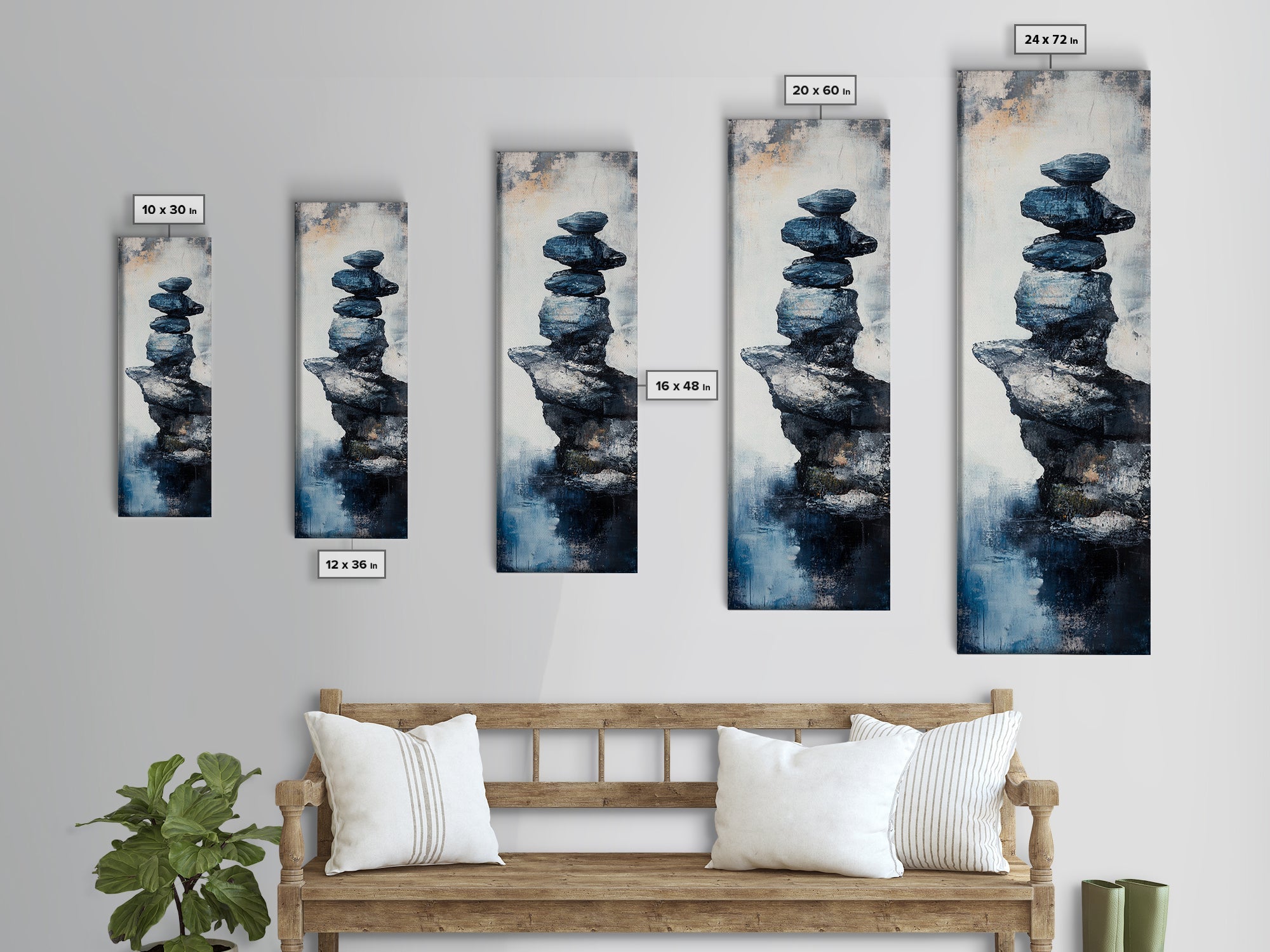 Sacred Geometry Stacked Rock Framed Canvas Wall Art