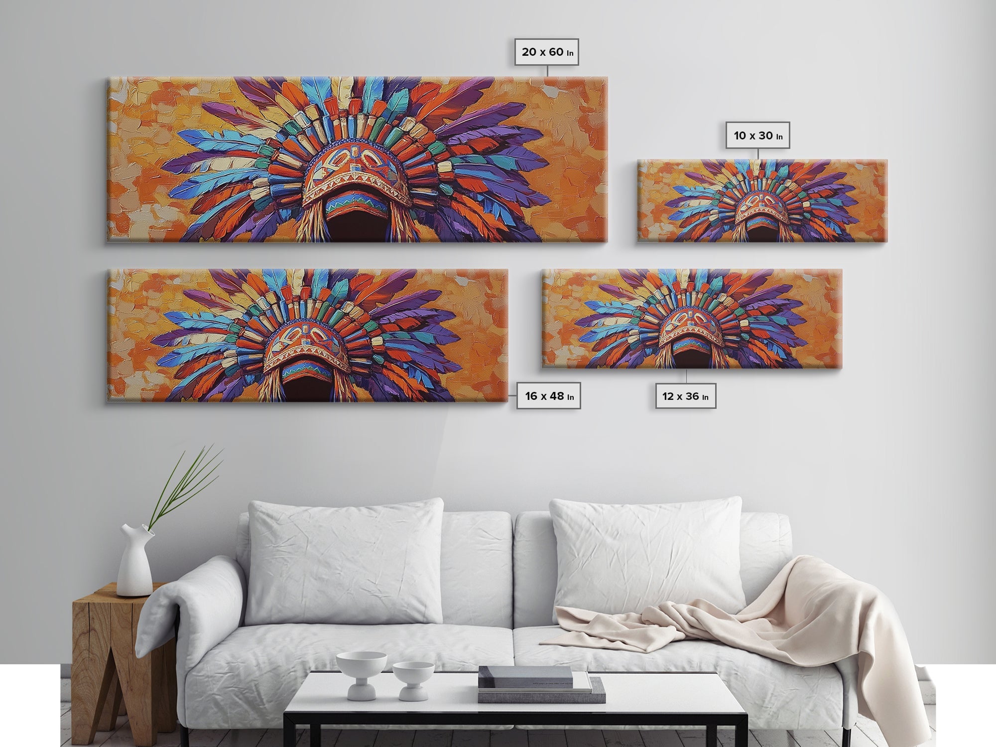 Sacred Geometry Native American Headdress Canvas Wall Art