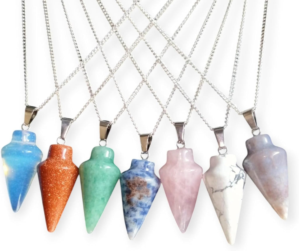 Natural Gemstone Pendulum, 925 Sterling Silver Necklace