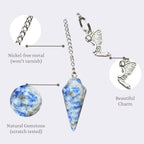 Natural Gemstone Smooth Conical Crystal Pendulum with Mystery Charm | Bag Charm - New Age Realms