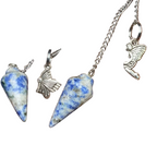 Natural Gemstone Smooth Conical Crystal Pendulum with Mystery Charm | Bag Charm - New Age Realms