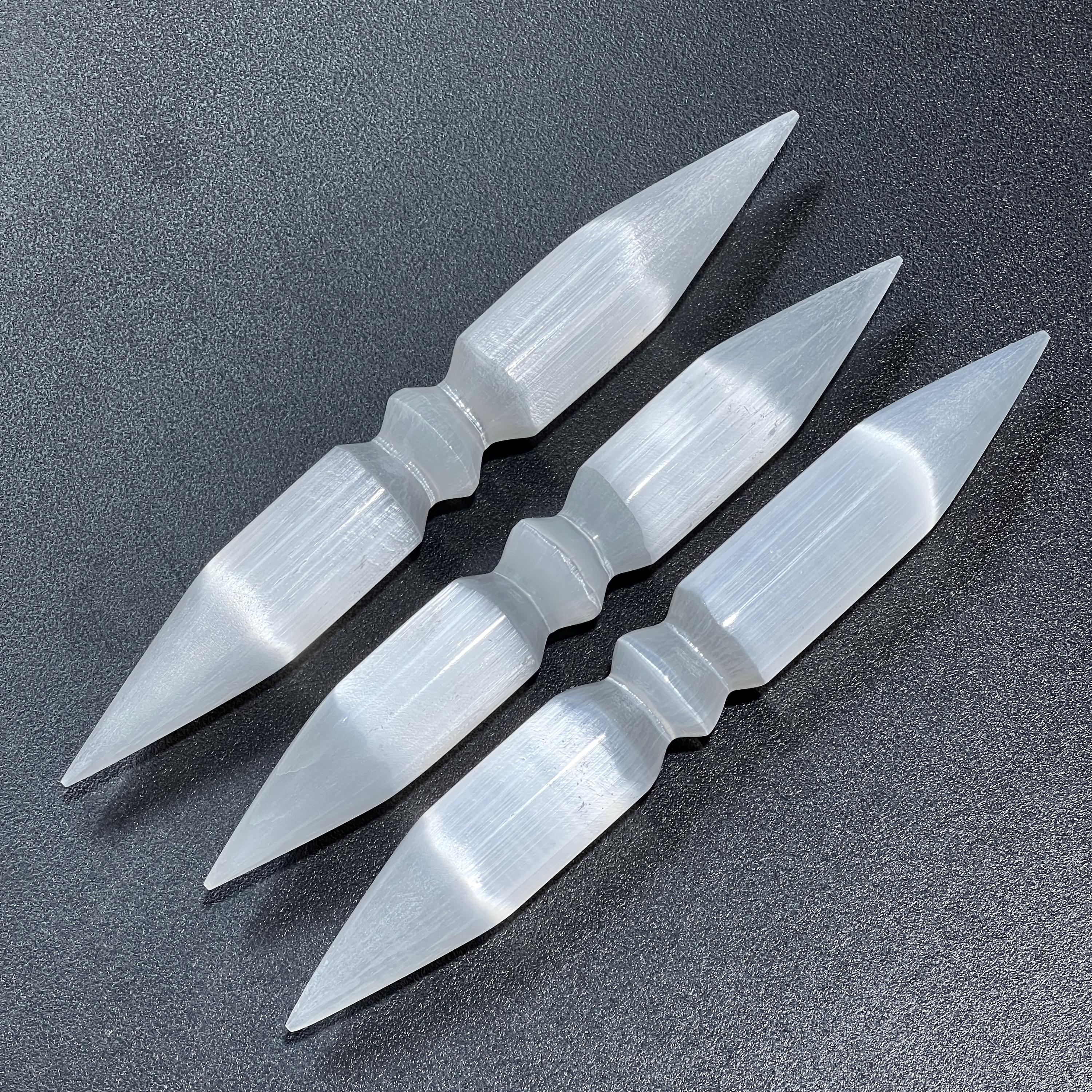 Selenite Crystal Wand Double Point Polished Wholesale Carving - New Age Realms
