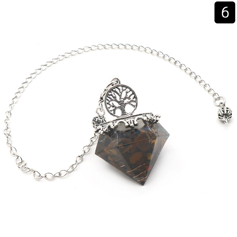 Natural Crystal Resin Crushed Stone Diamond Pendulum - New Age Realms