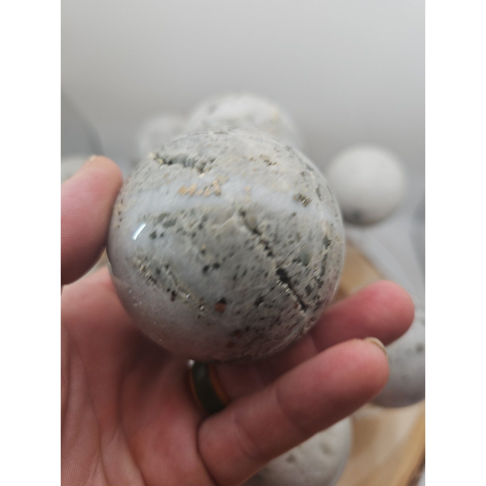 1 Each Natural Golden Pyrite & Jasper Crystal Sphere Ball Polished 55mm + - New Age Realms