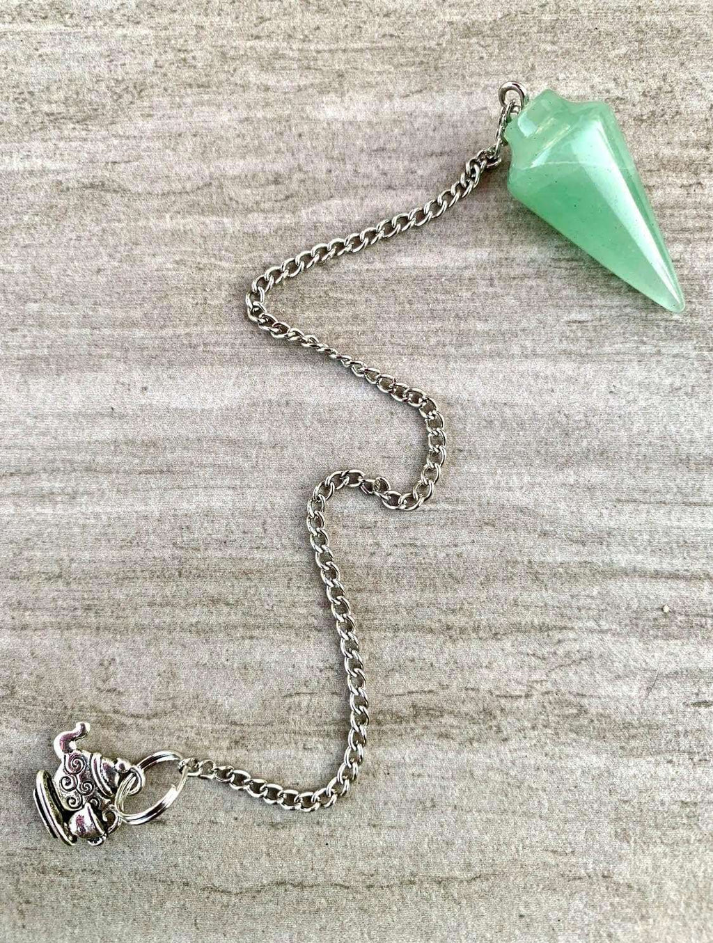 Natural Green Aventurine Pendulum with Mystery Charm | Bag Charm