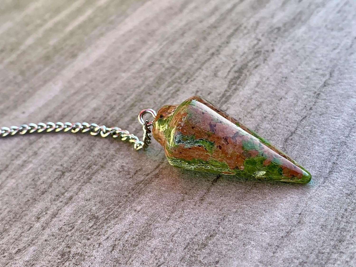 Natural Unakite pendulum or Pure 925 silver necklace