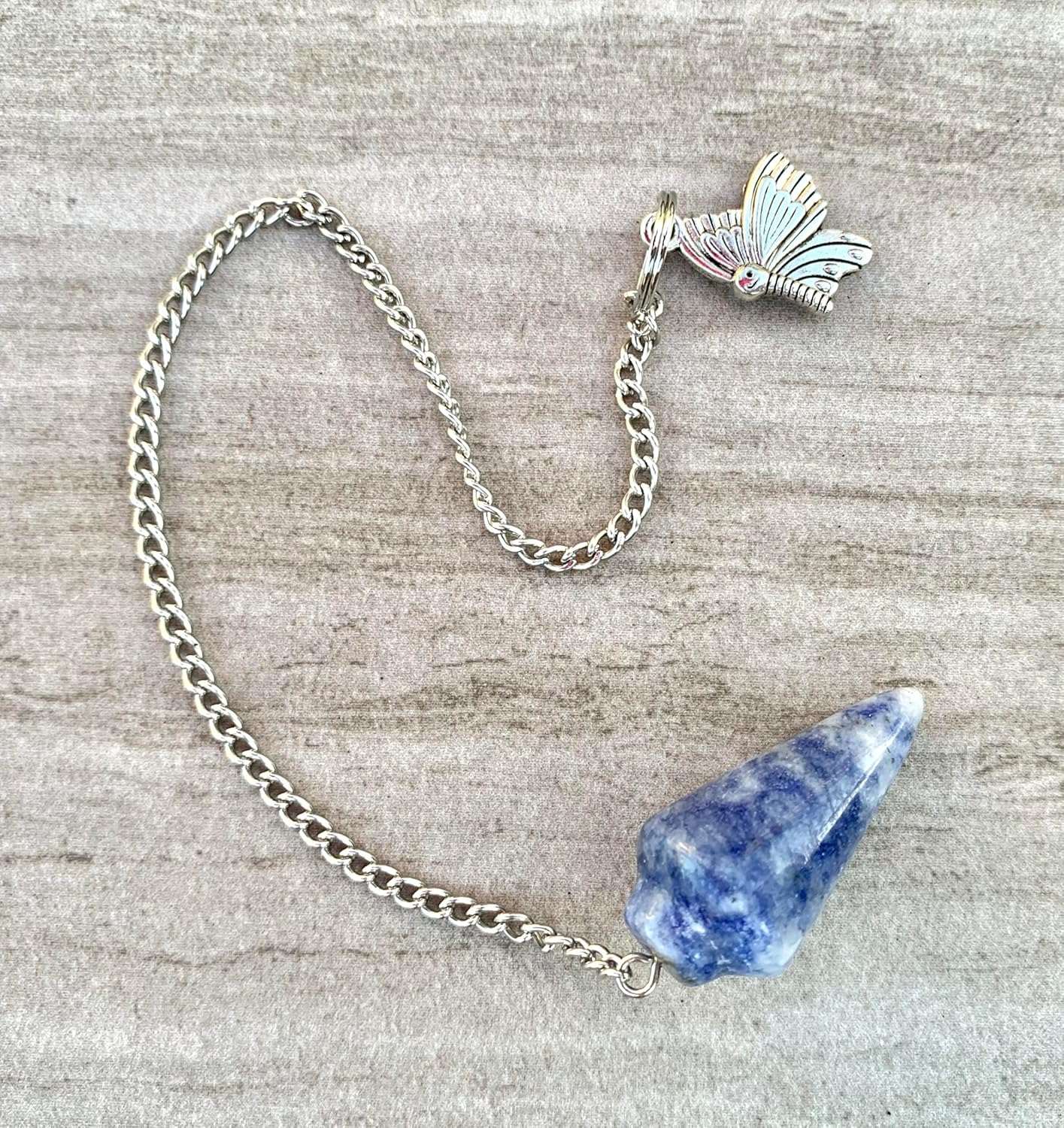 Natural Gemstone Smooth Conical Crystal Pendulum with Mystery Charm | Bag Charm