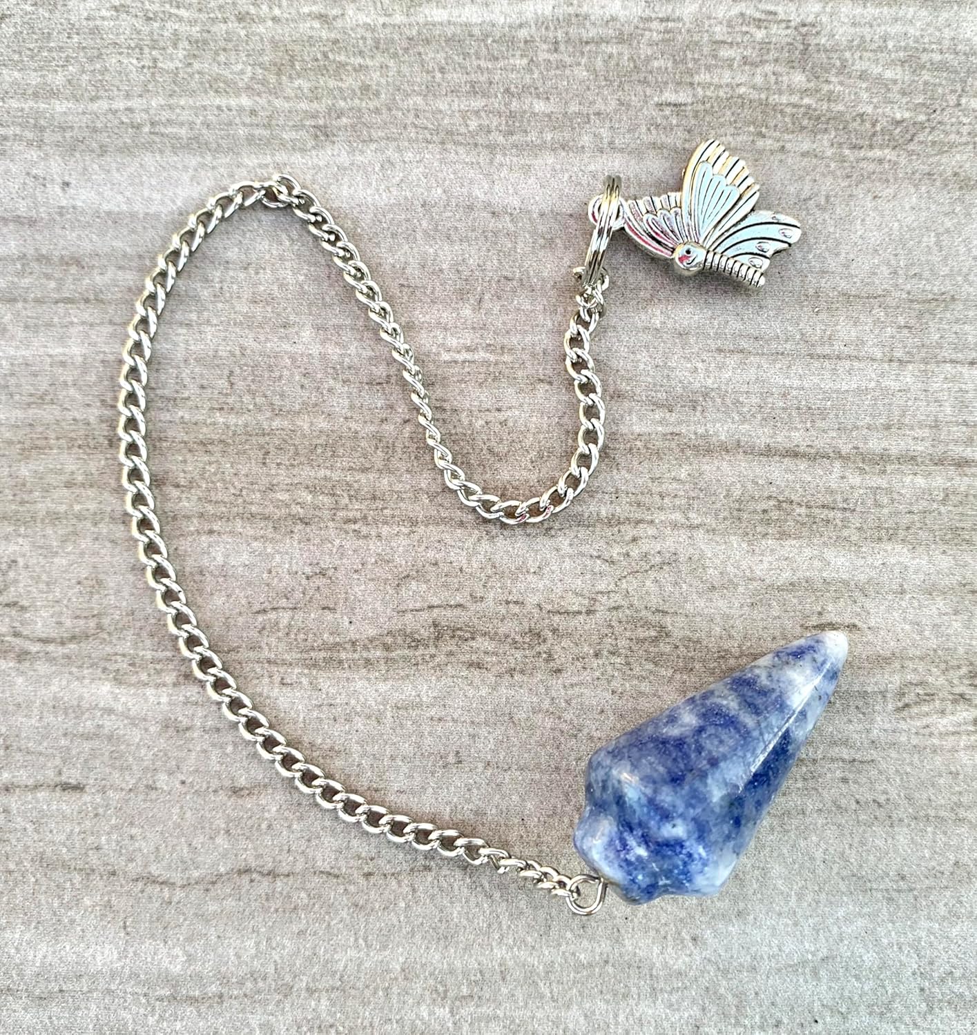 Natural Gemstone Smooth Conical Crystal Pendulum with Mystery Charm | Bag Charm - New Age Realms