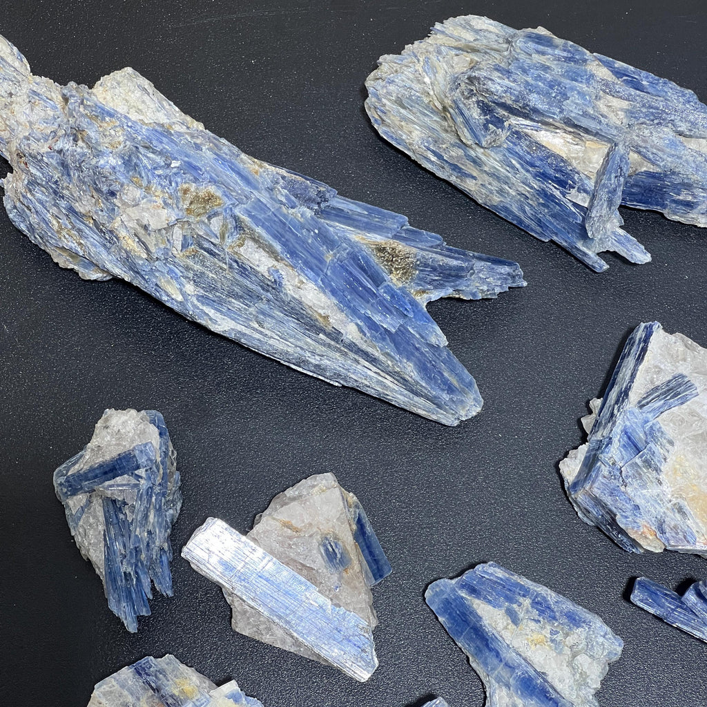 Blue Kyanite Crystal Raw Clusters In Matrix