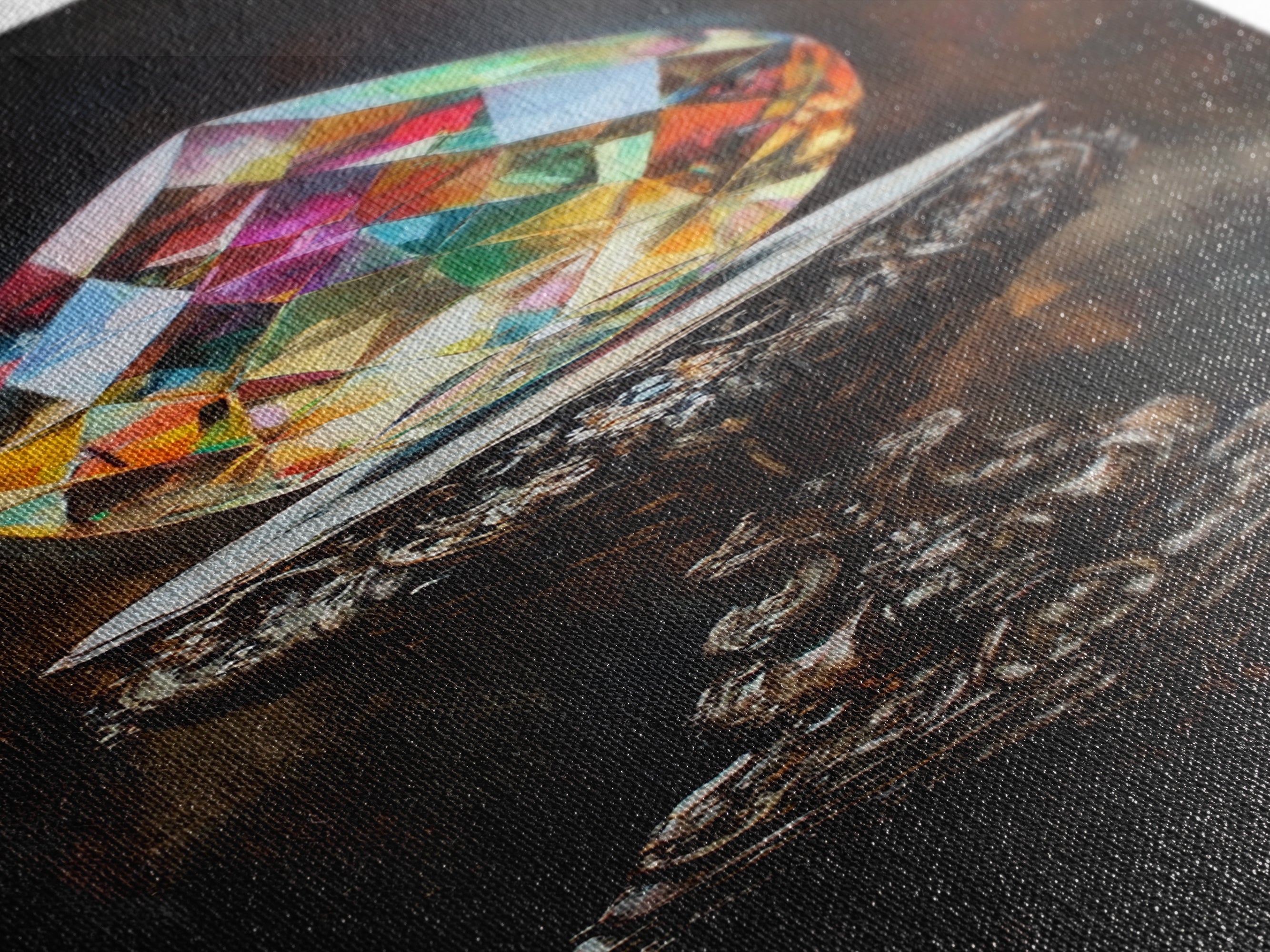 Sacred Geometry Faceted Crystal Gemstone Painting