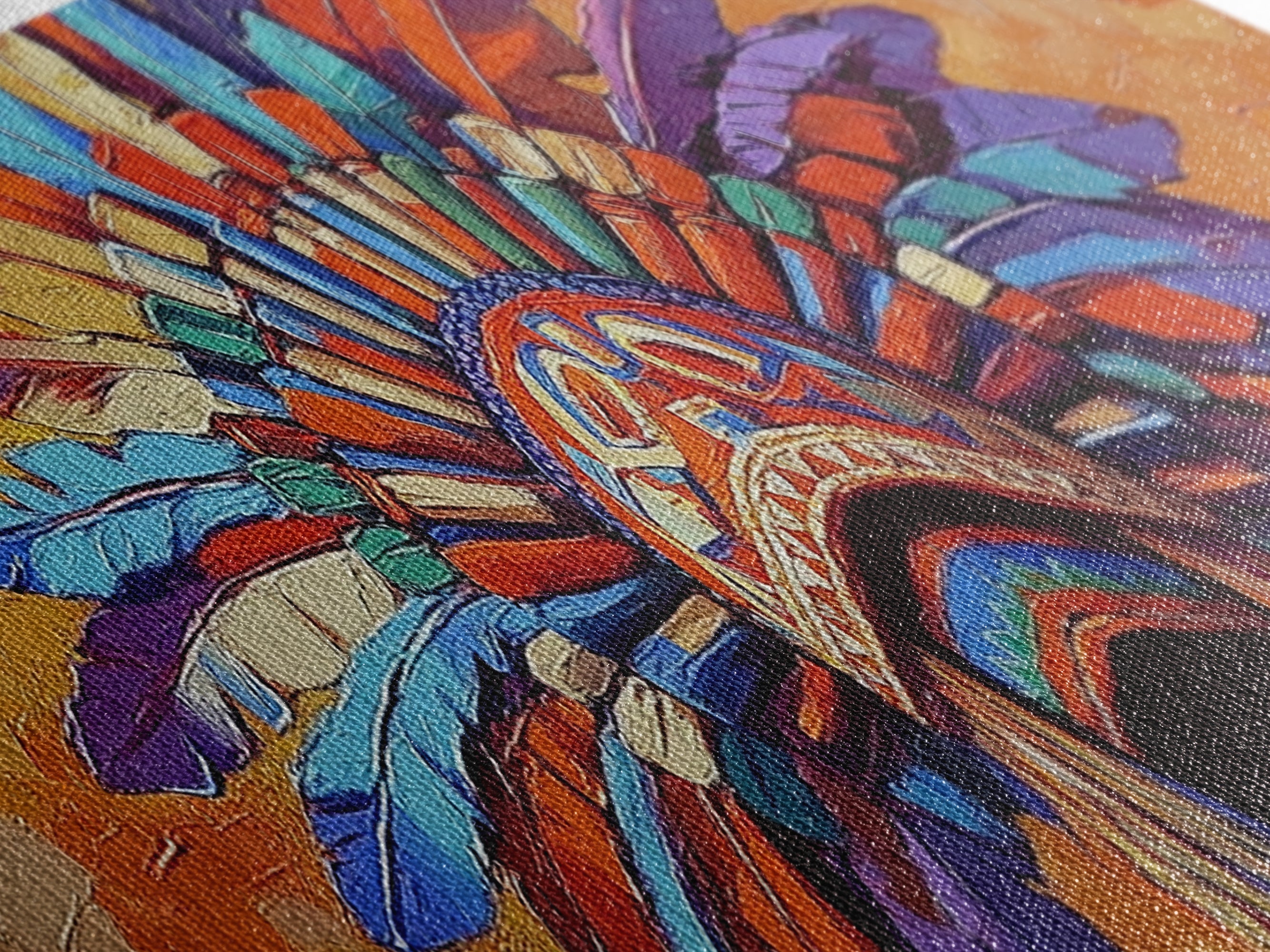 Sacred Geometry Native American Headdress Canvas Wall Art