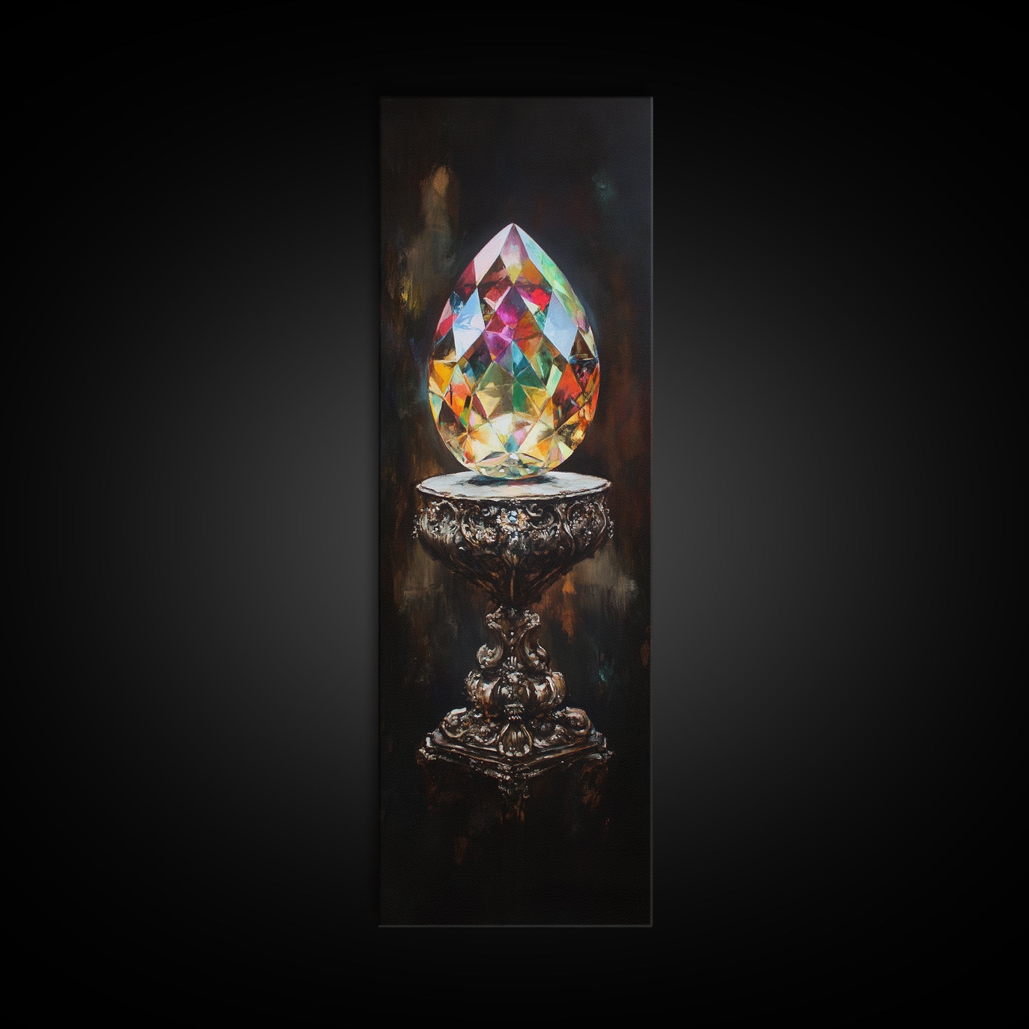 Sacred Geometry Faceted Crystal Gemstone Painting