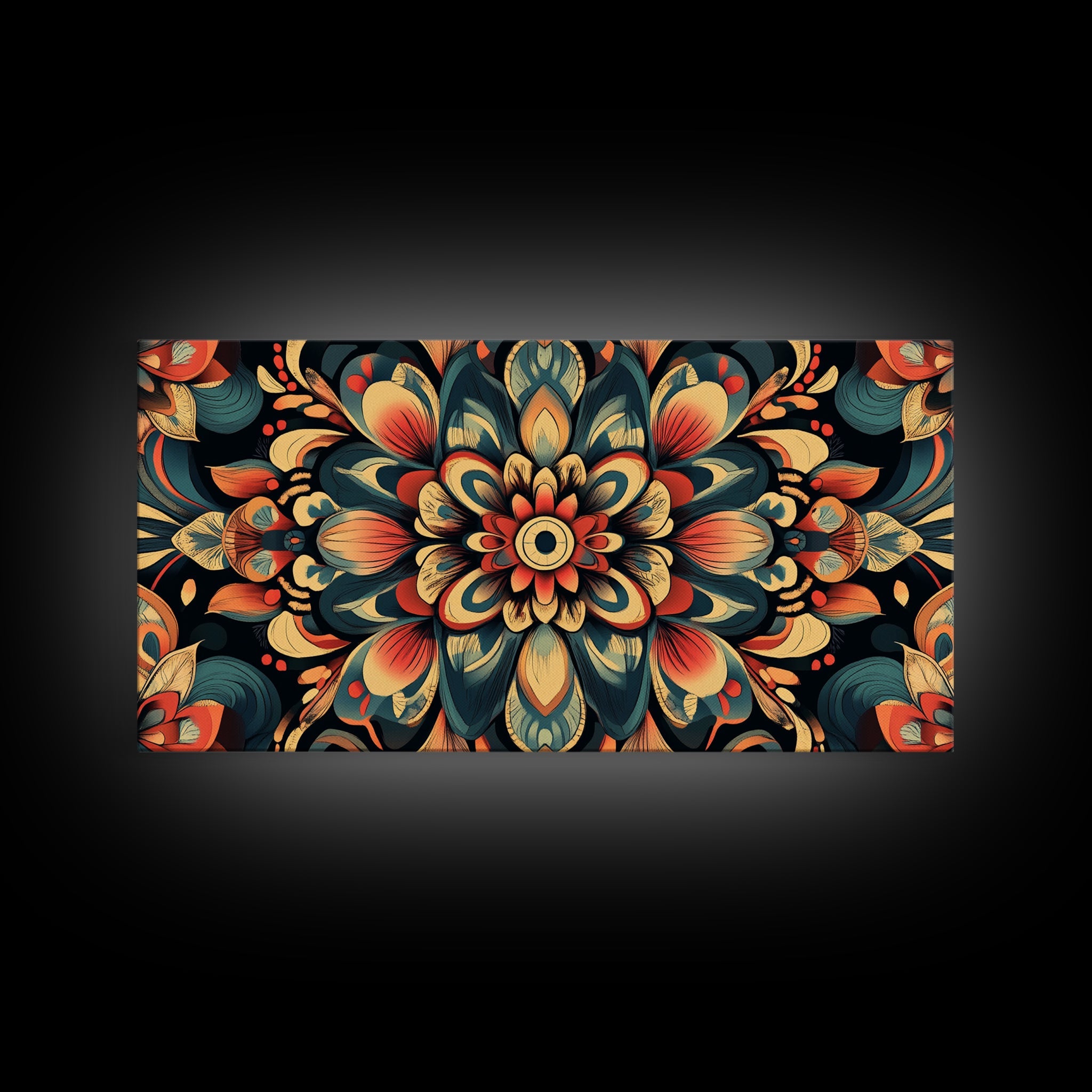 Sacred Geometry Kaleidoscopic Mandala Framed Canvas Wall Art