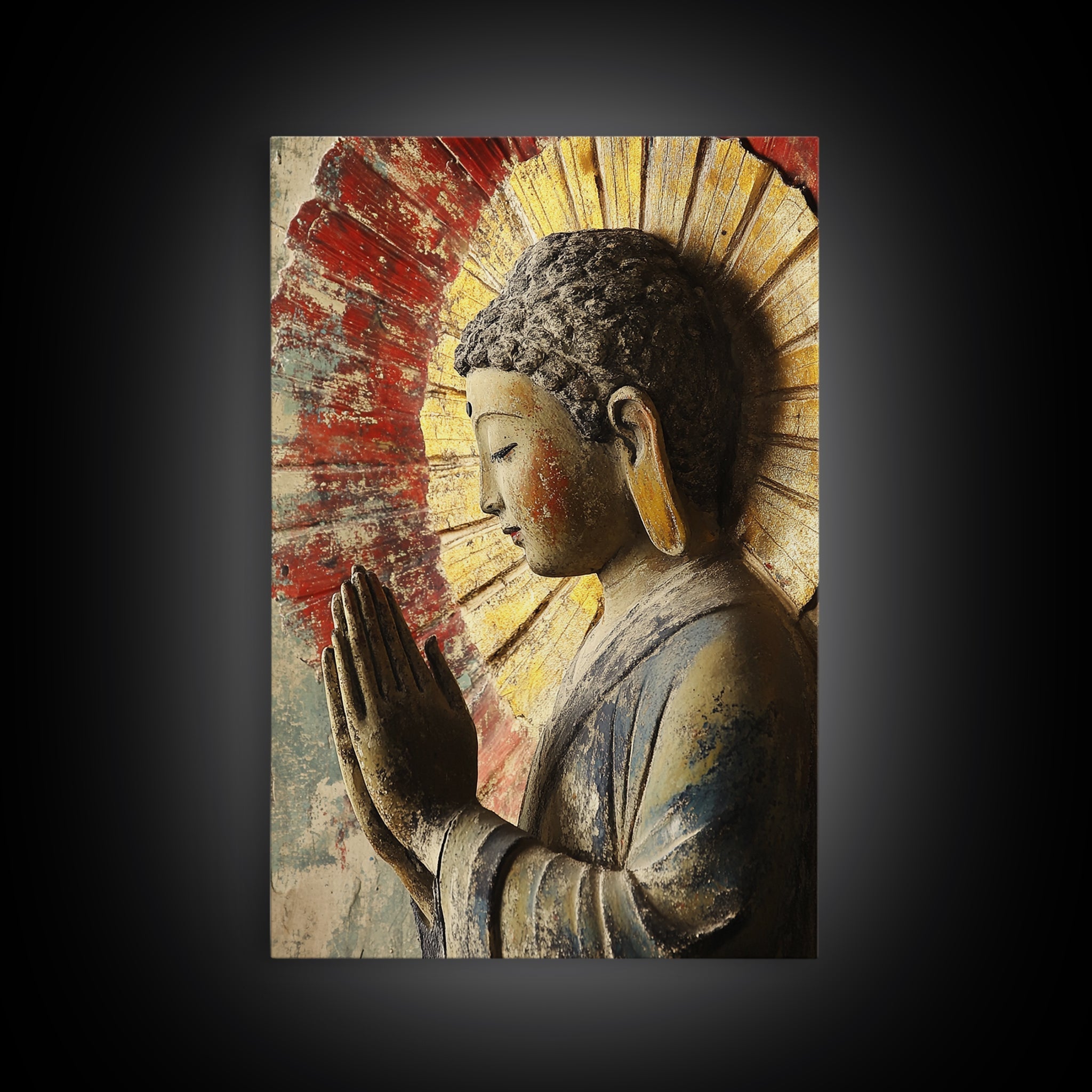 Sacred Geometry Buddha Framed Canvas Zen Wall Art