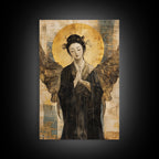 Sacred Geometry Ethereal Angel Framed Canvas Wall Art