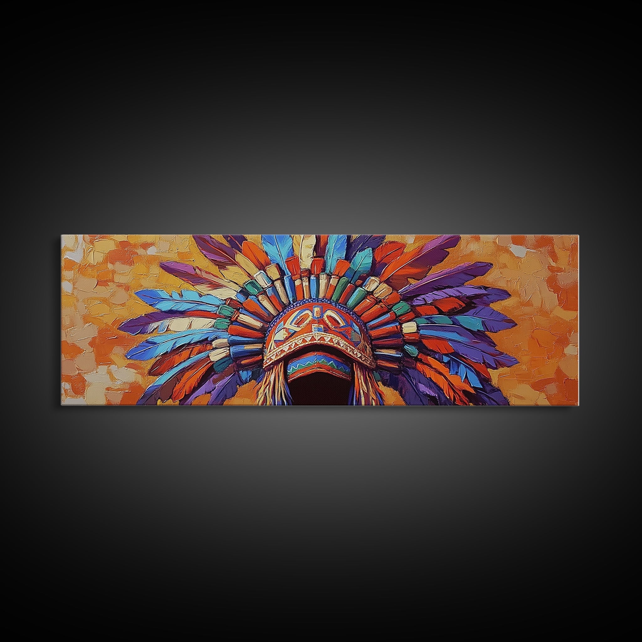 Sacred Geometry Native American Headdress Canvas Wall Art