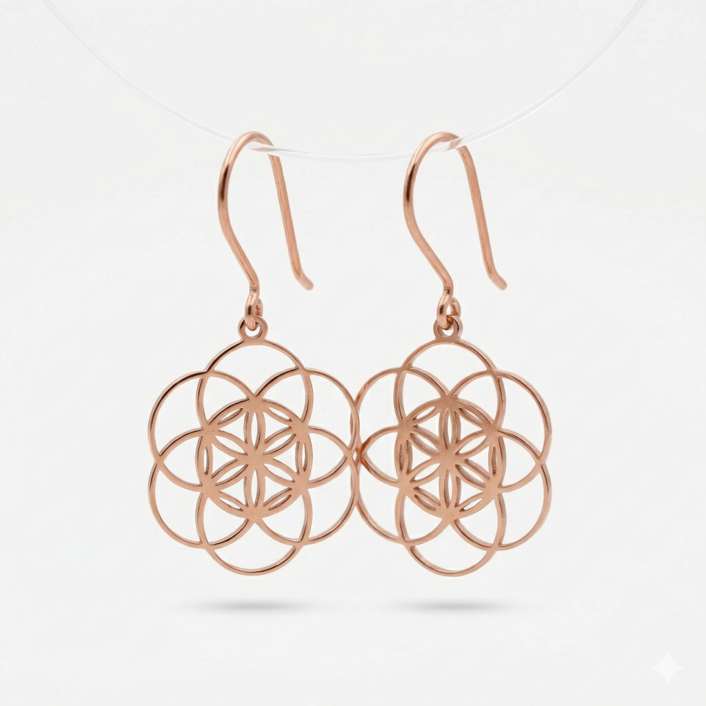 Dangle Sacred Geometry Earrings in 925 Sterling Silver - New Age Realms