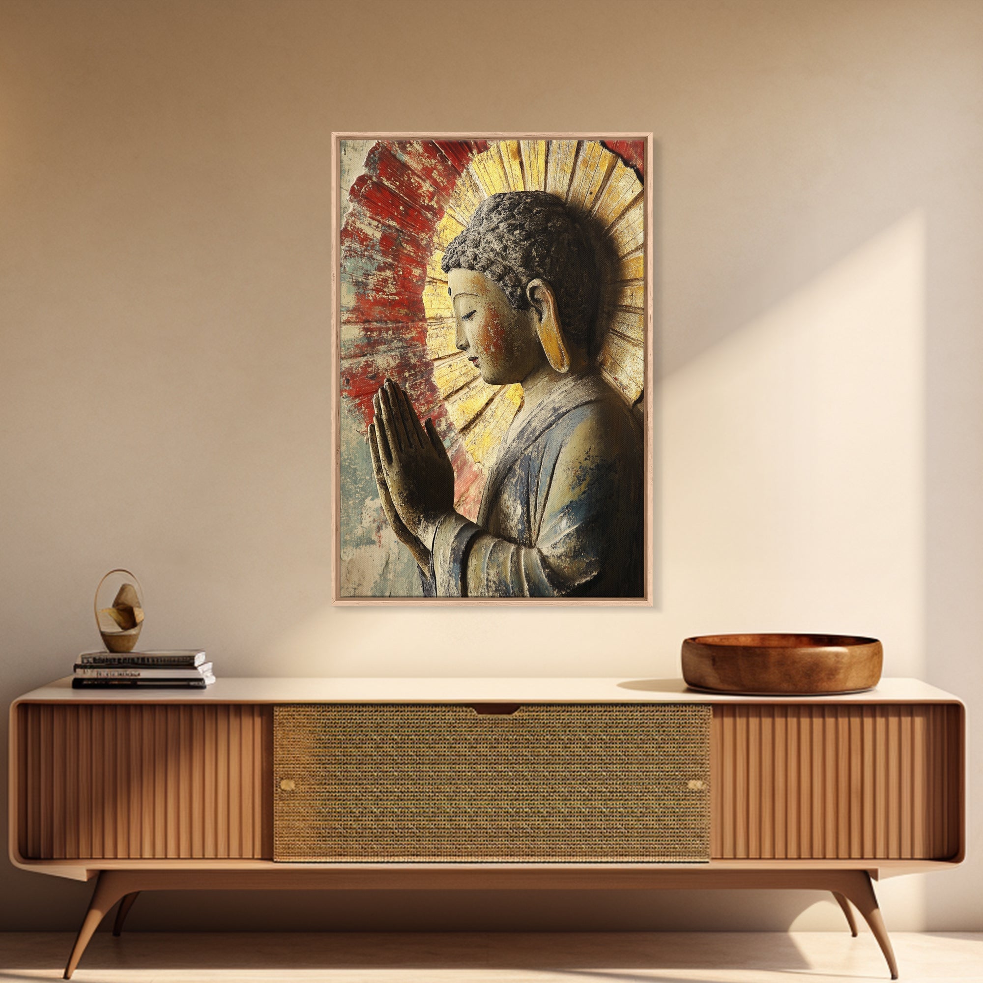 Sacred Geometry Buddha Framed Canvas Zen Wall Art