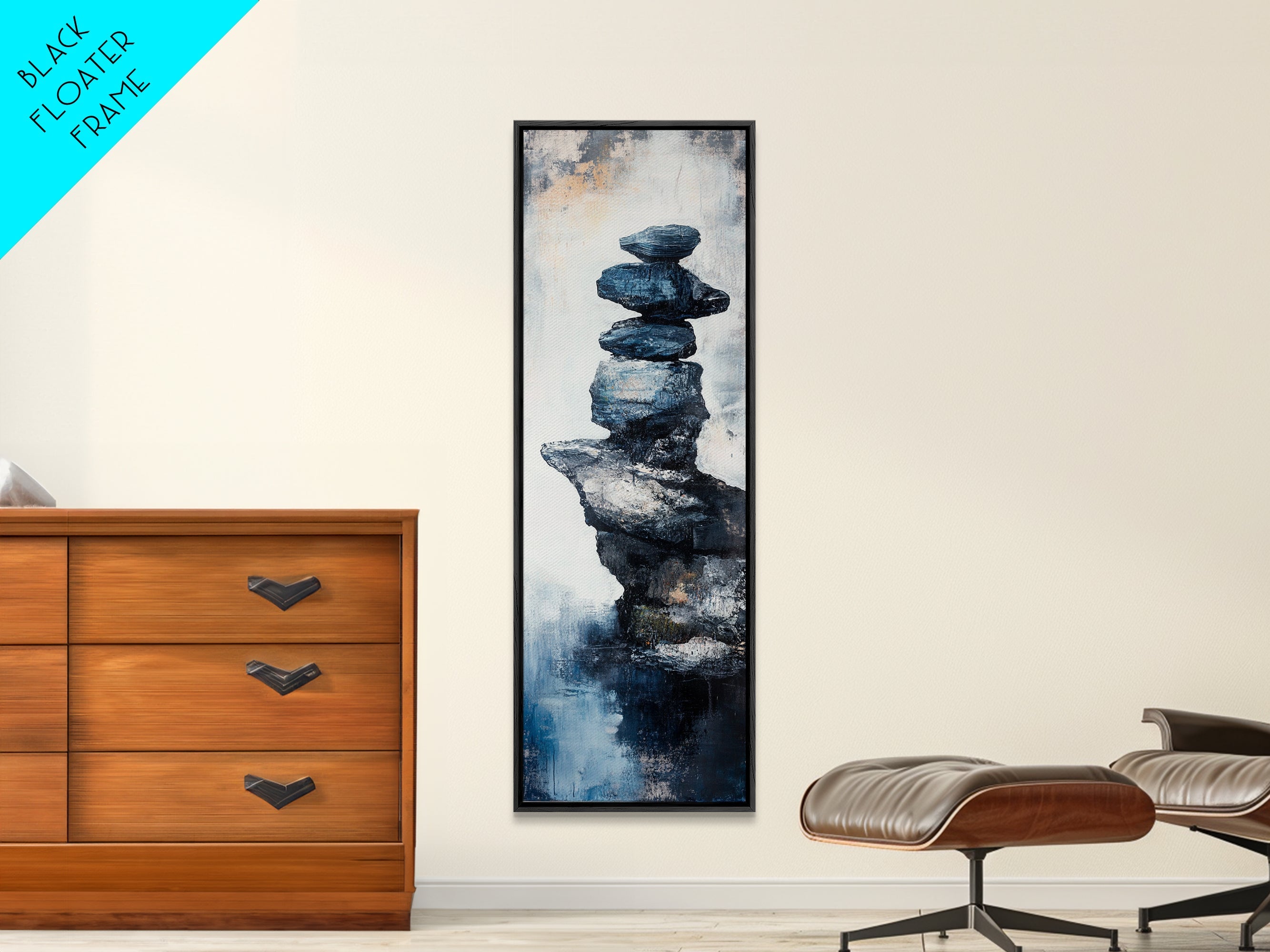 Sacred Geometry Stacked Rock Framed Canvas Wall Art