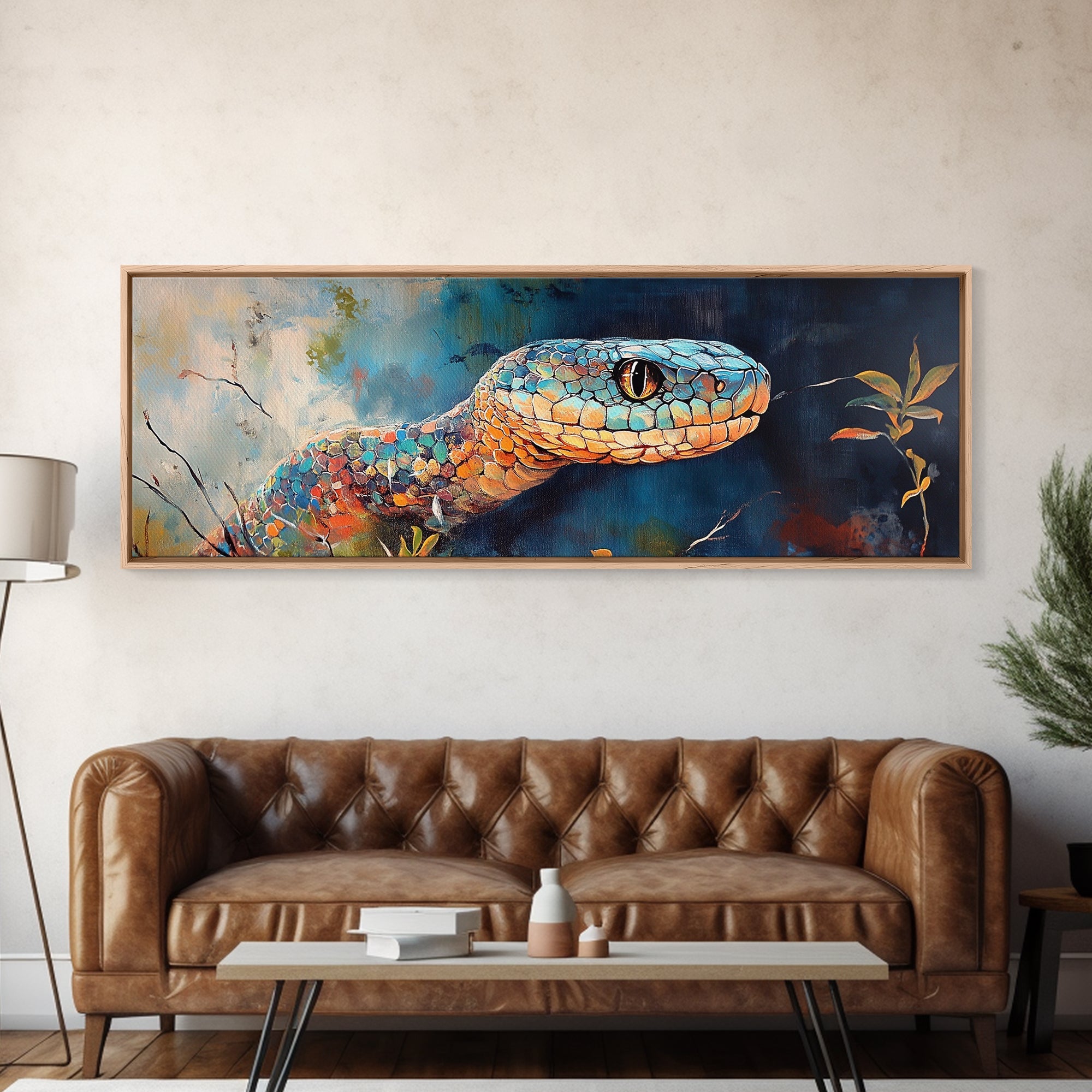 Sacred Geometry Vibrant Snake Wall Art