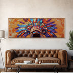 Sacred Geometry Native American Headdress Canvas Wall Art