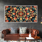 Sacred Geometry Kaleidoscopic Mandala Framed Canvas Wall Art