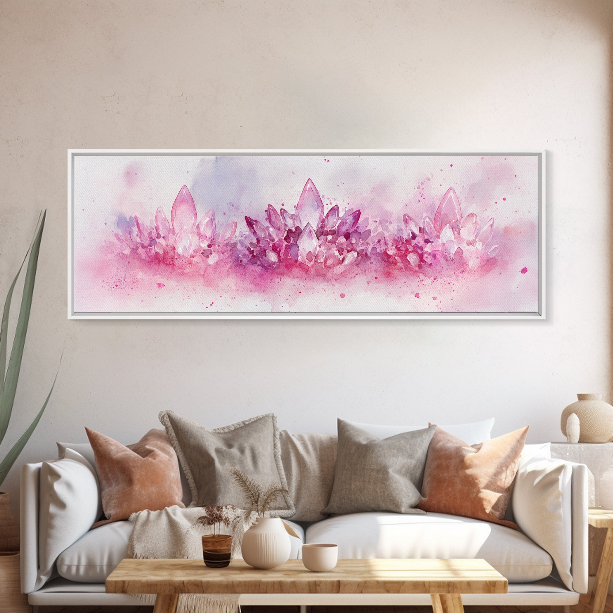 Sacred Geometry Watercolor Gemstone Canvas Wall Art - New Age Realms