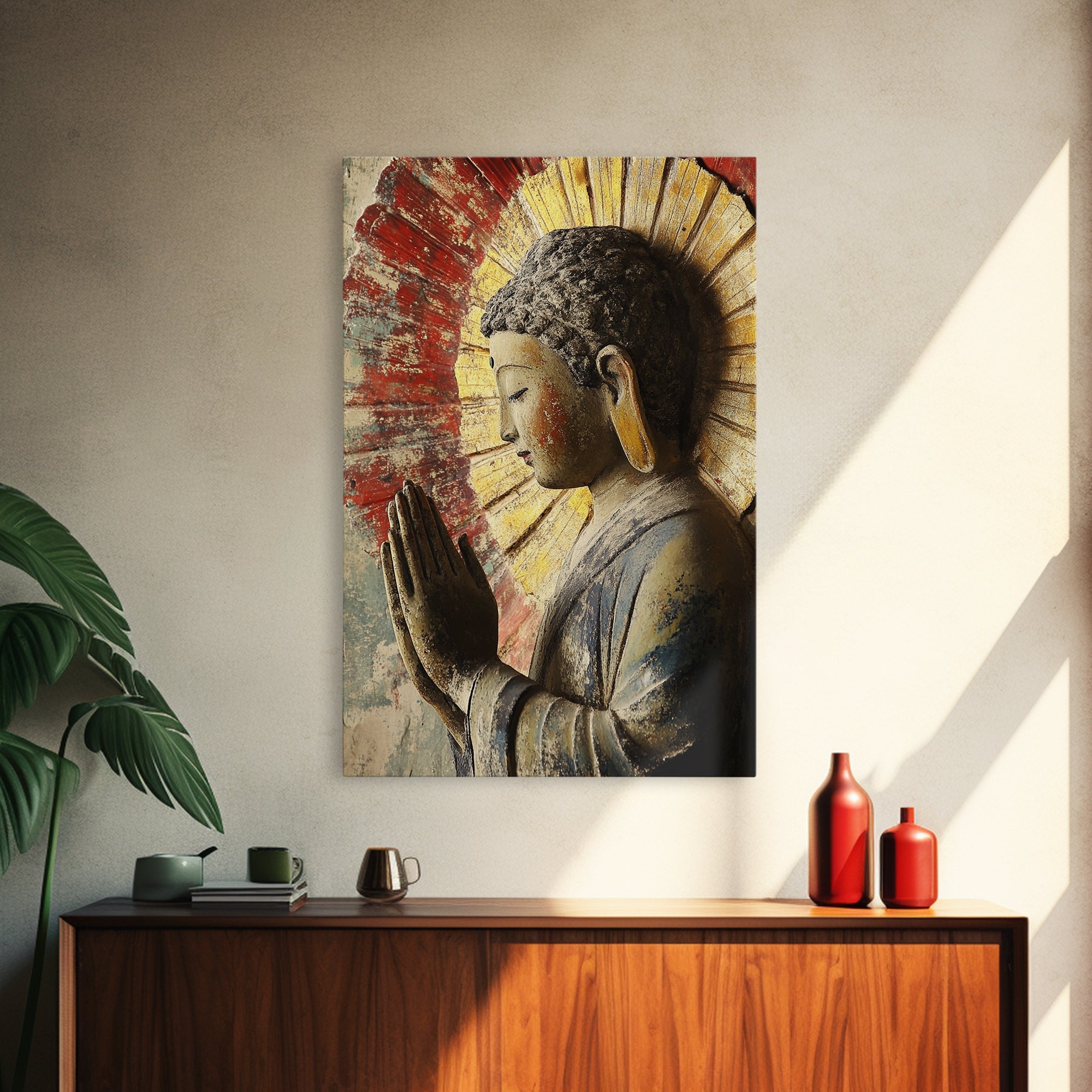 Sacred Geometry Buddha Framed Canvas Zen Wall Art