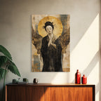 Sacred Geometry Ethereal Angel Framed Canvas Wall Art