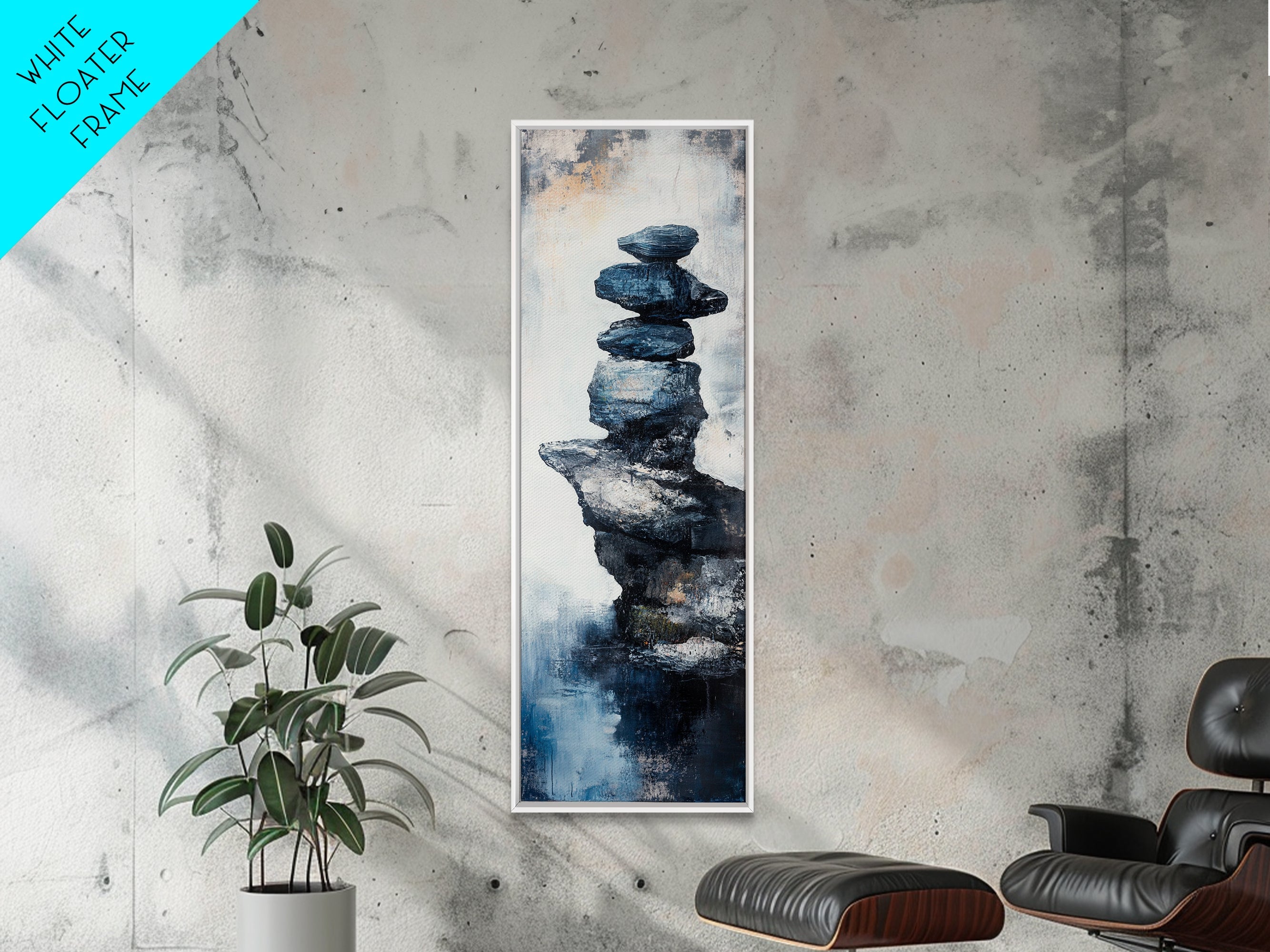 Sacred Geometry Stacked Rock Framed Canvas Wall Art