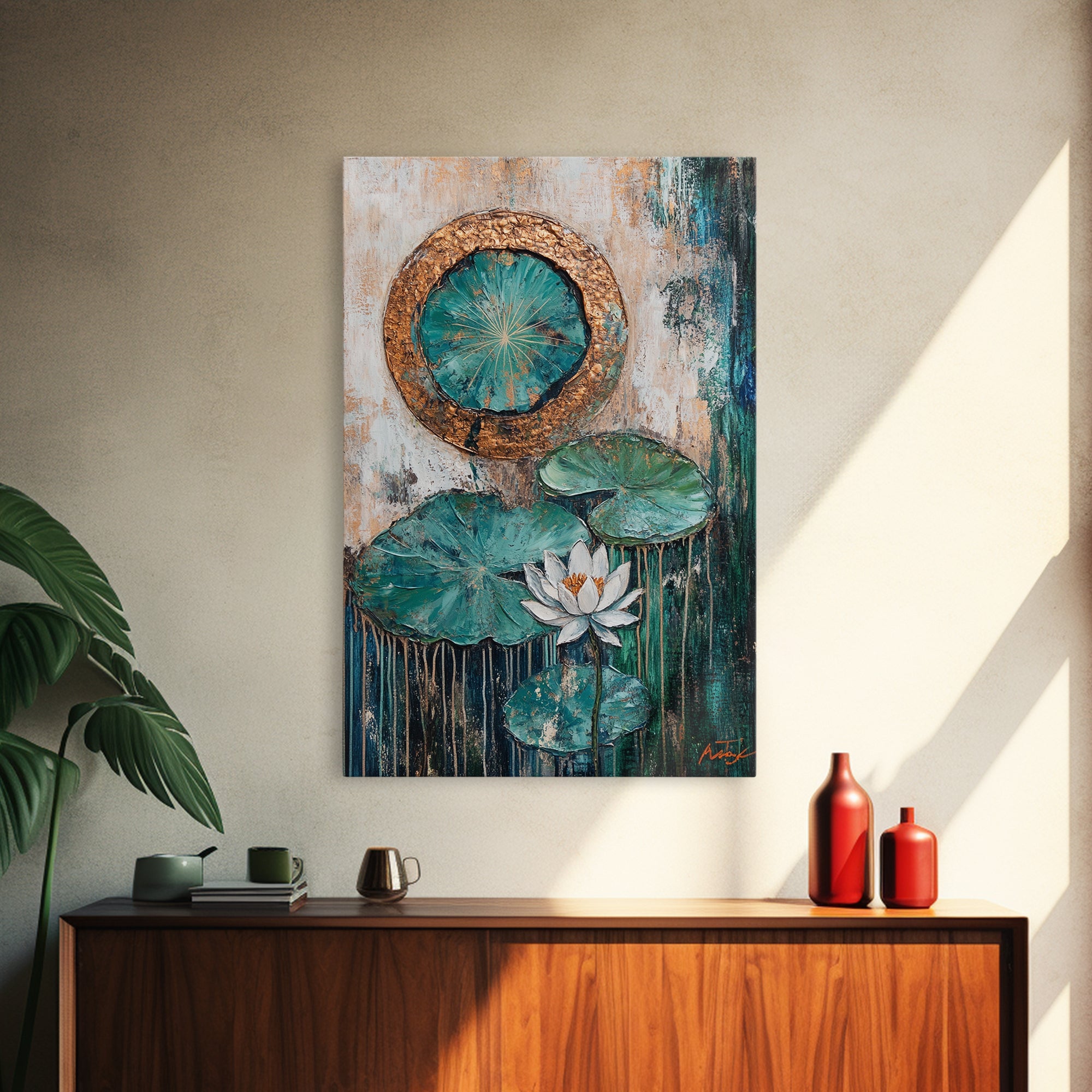 Sacred Geometry Gold Framed Abstract Lotus