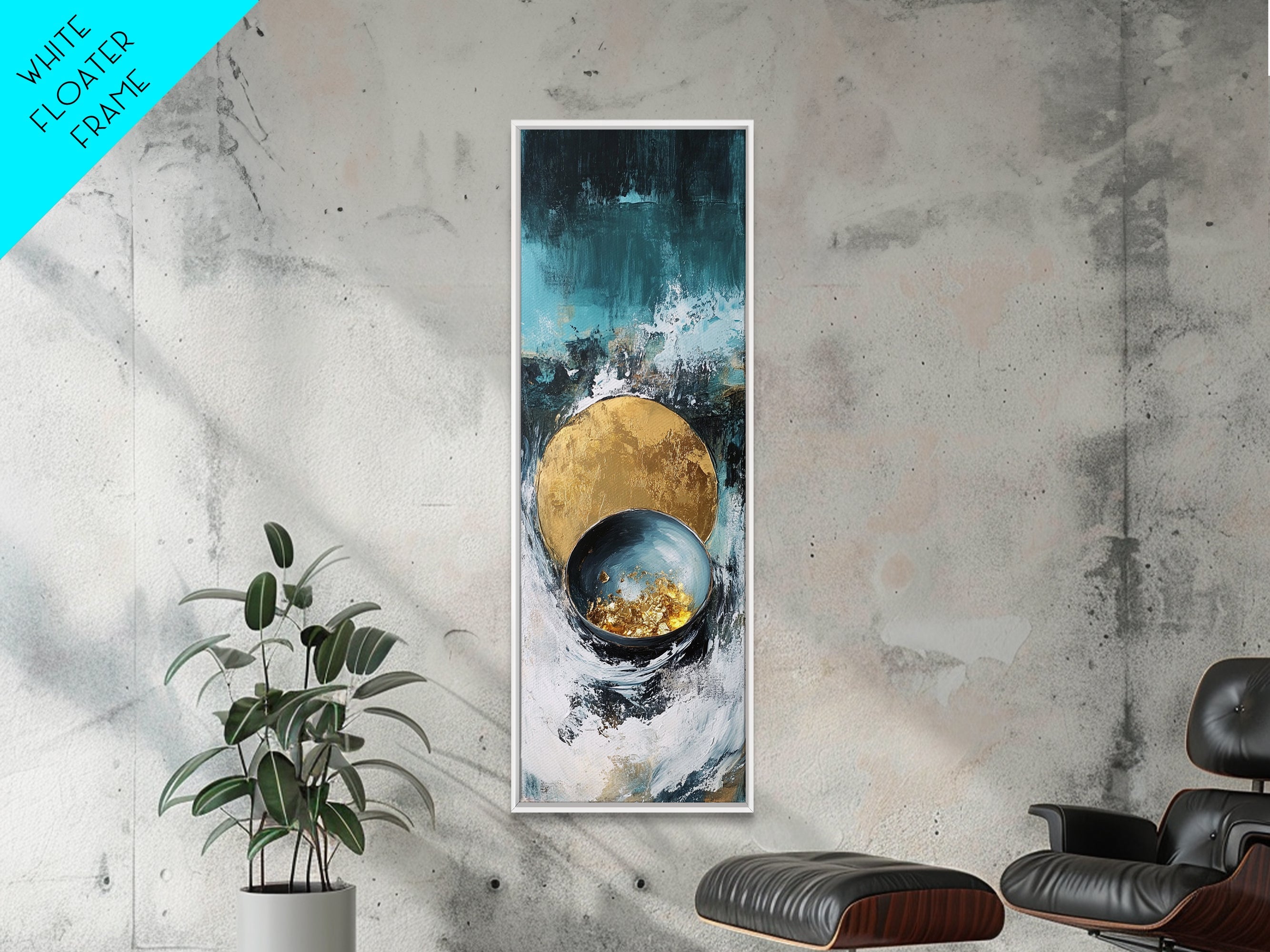 Abstract Gold and Teal Sacred Geometry Wall Art