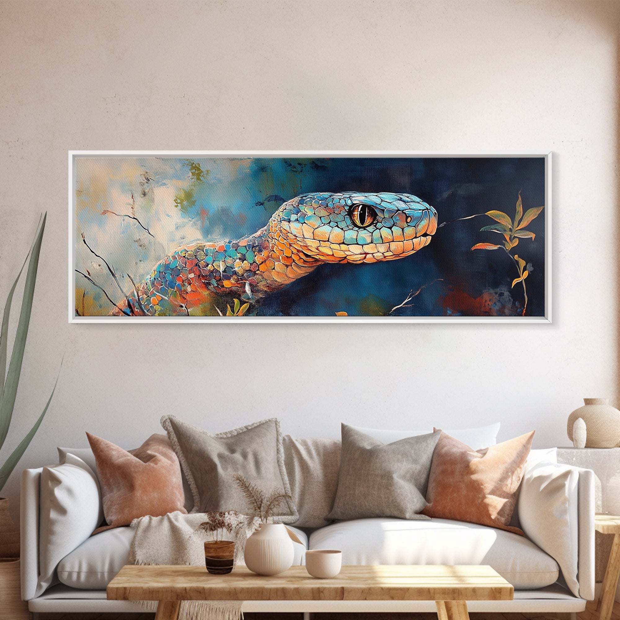 Sacred Geometry Vibrant Snake Wall Art
